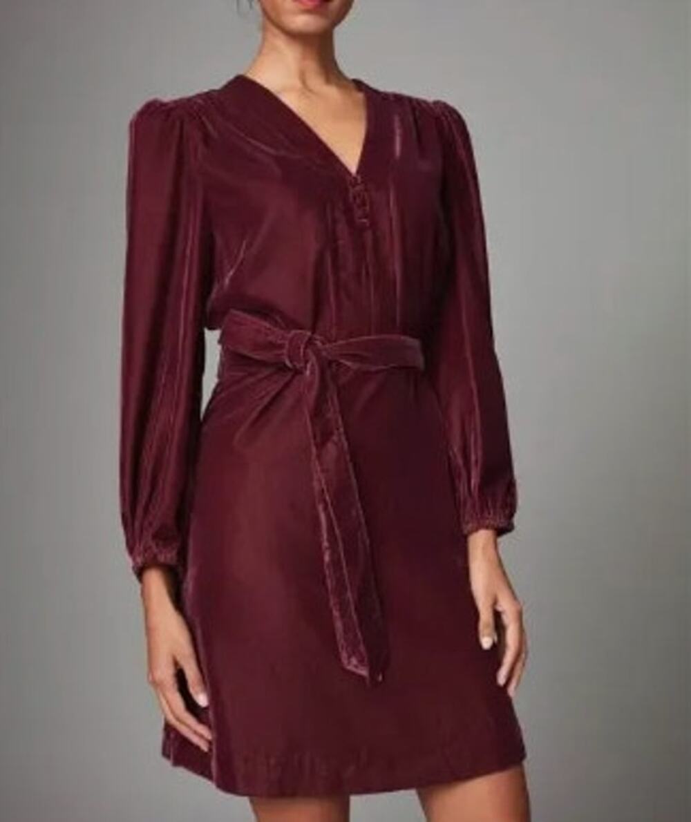 Untuckit NWT Red Mickie Velvet Long Sleeve Mini Dress Size XS